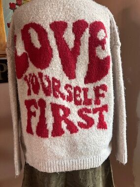 French M & G Monogram Statement Sweater "Love Yourself First"